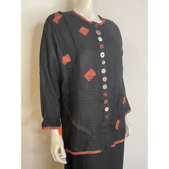 In the Mix Black CA 2 Pc Set M NWT Dress Jacket Lagenlook Nothing Matches Patch - Picture 16 of 16